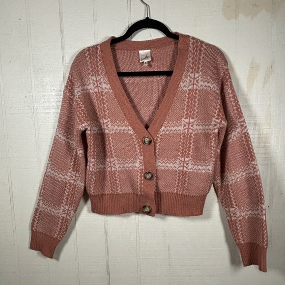 Sweaters - Belle du Jour Pink Plaid Cropped Cardigan – Women's M AcademiaPreppy Cottagecore